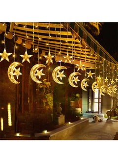 Generic 138 LED Star Moon Curtain Lights Ramadan Decorations Lights,USB Powered Window Curtain Fairy String Lights with Remote Control, Wedding Party Ramadan Eid Decoration for Home  - Image 4