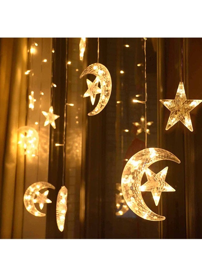 Generic - 138 LED Star Moon Curtain Lights Ramadan Decorations Lights,USB Powered Window Curtain Fairy String Lights with Remote Control, Wedding Party Ramadan Eid Decoration for Home - Image 1