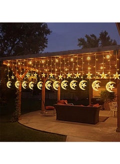 Generic 138 LED Star Moon Curtain Lights Ramadan Decorations Lights,USB Powered Window Curtain Fairy String Lights with Remote Control, Wedding Party Ramadan Eid Decoration for Home  - Image 5