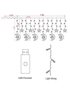 138 LED Star Moon Curtain Lights Ramadan Decorations Lights,USB Powered Window Curtain Fairy String Lights with Remote Control, Wedding Party Ramadan Eid Decoration for Home - pzsku/Z277A22B8E5D1D2E3777EZ/45/_/1707291243/9daf3e89-45cd-42ec-be46-66a8a254a446