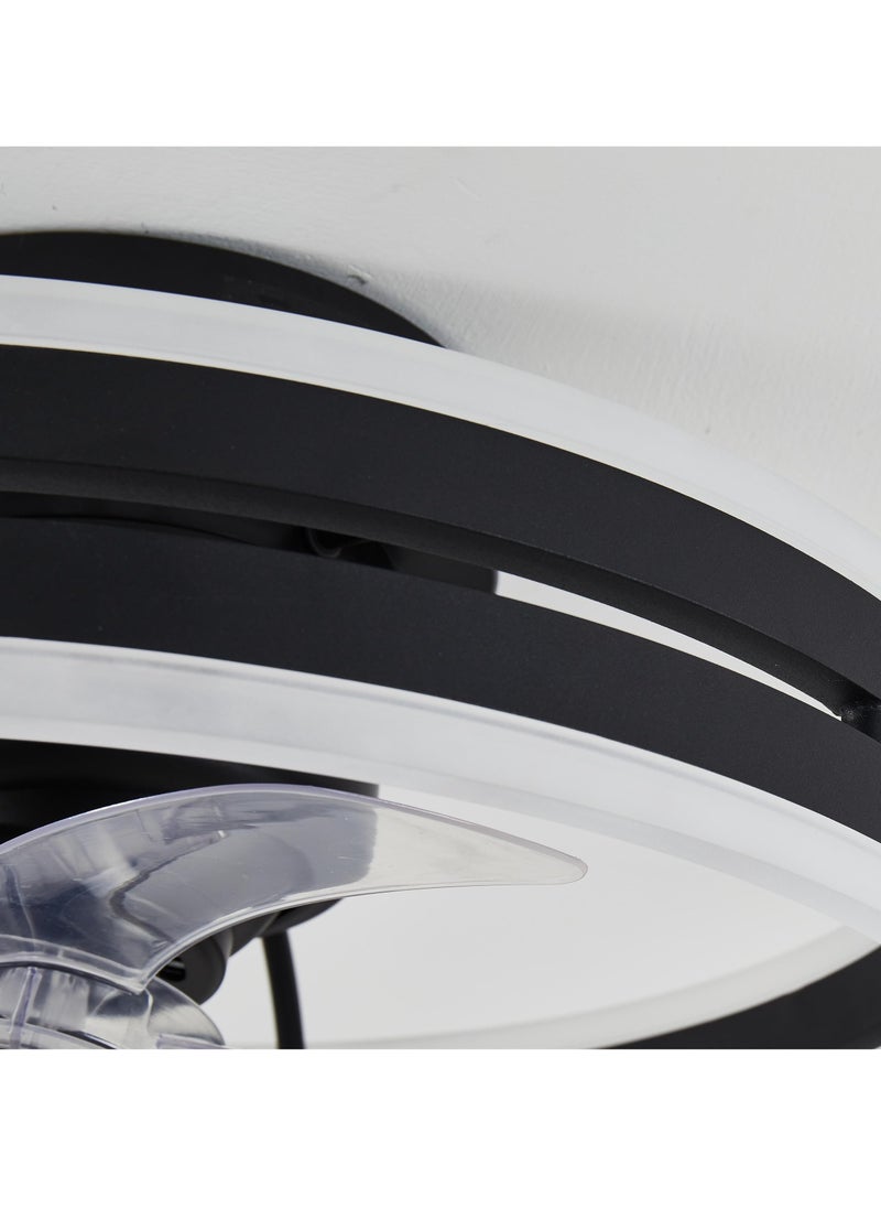 Ceiling Fan with Light, Black Fixed Fan with Lights and Remote Control, 6 Speeds Adjustable, Flush Mount Ceiling Fan 50 * 22CM
