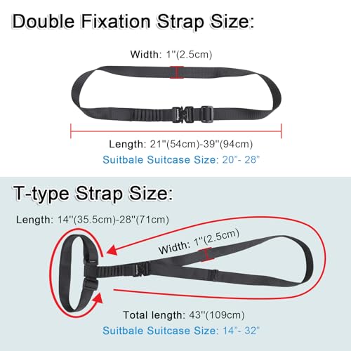 Vigorport Luggage Straps, Metal Luggage Connector Straps for Suitcases, Stretchable Add a Bag Adjustable Accessories Travel Belts (Black, Normal) - Image 5