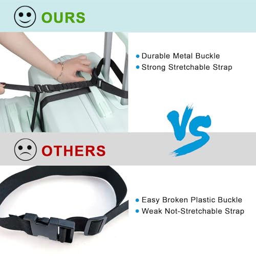 Vigorport Luggage Straps, Metal Luggage Connector Straps for Suitcases, Stretchable Add a Bag Adjustable Accessories Travel Belts (Black, Normal) - Image 4