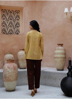 sanskrutihomes All-Over Print V-Neck Top with Straight Fit Trousers Co-Ords by Styli  - Image 2