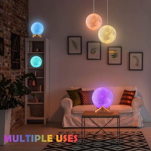 Desidiya 3D Moon Night Lamp – Rechargeable with 7 Color Changing Features, 15CM – Elegant Plastic Design for Beautiful Indoor Lighting in Bedrooms and Kids' Rooms | Gifts for Woman | Valentine Gift - Image 5