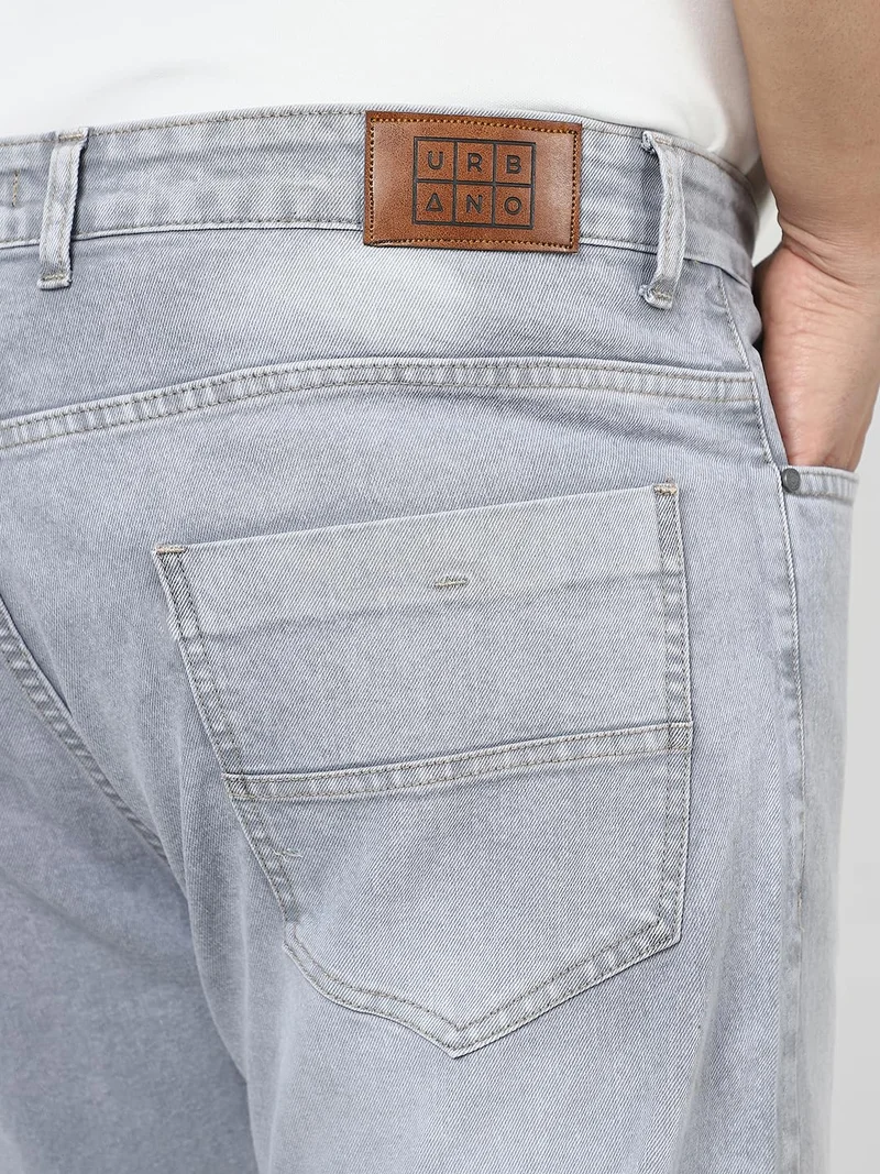 Urbano Fashion  Urbano Plus Men's Light Grey Straight Fit Washed Jeans Stretchable  | Best Price UAE