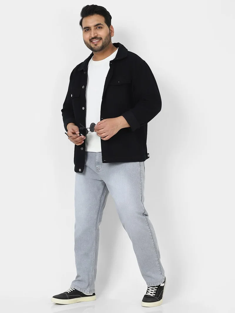 Urbano Fashion  Urbano Plus Men's Light Grey Straight Fit Washed Jeans Stretchable  | Best Price UAE