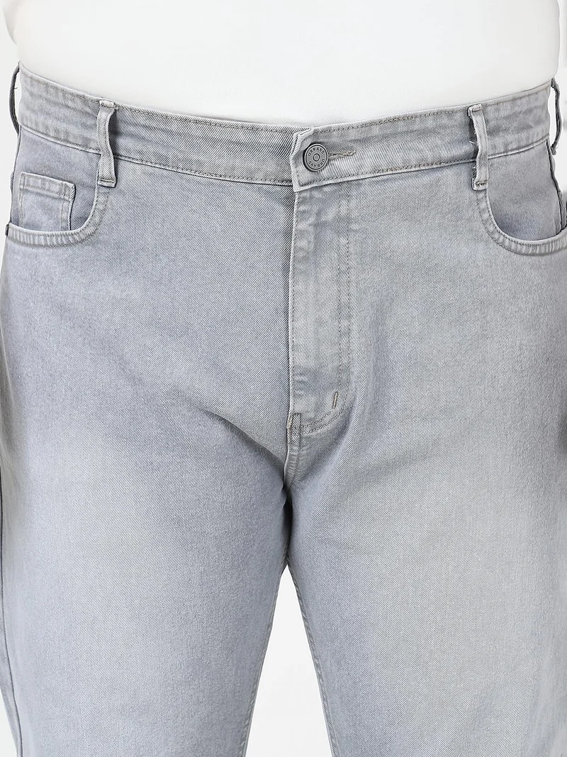 Urbano Fashion  Urbano Plus Men's Light Grey Straight Fit Washed Jeans Stretchable  | Best Price UAE
