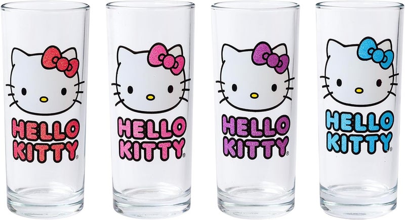 Silver Buffalo Sanrio Hello Kitty 4pc Tumbler Glass Set 10 Ounces - Image 1