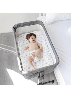 Moonsea Moonsea Bedside Sleeper Bassinet Sheets 2 Pack Compatible with Mika Micky & MiClassic & Milliard Bassinet, Fit Most Bedside Sleeper Bassinet Mattress, Pink & White  - Image 4