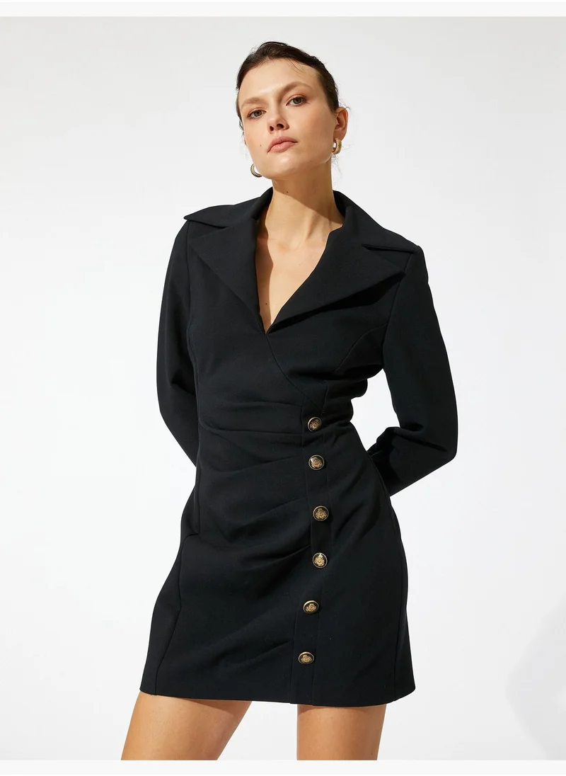 KOTON Draped Emblem Button Jacket Dress