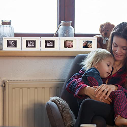 Biubee 5 Folding Sonogram Picture Frame for Expecting Parents- 4.7" × 6.8" Baby Ultrasound Picture Frame Natural Wood Sonogram Pregnancy Frame Baby First Photo Frame for Pregnant Mom Gifts, Nursery Decor - Image 2