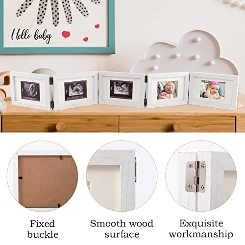 Biubee 5 Folding Sonogram Picture Frame for Expecting Parents- 4.7" × 6.8" Baby Ultrasound Picture Frame Natural Wood Sonogram Pregnancy Frame Baby First Photo Frame for Pregnant Mom Gifts, Nursery Decor - Image 3