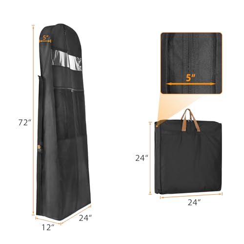 Zilink 72" Wedding Dress Garment Bag Dress Bags for Gowns Bridal Dress Travel Bag with 12”Gusseted and Accessory Pockets for Wedding Dress, Puffy Gowns [Upgraded Version] - Image 2