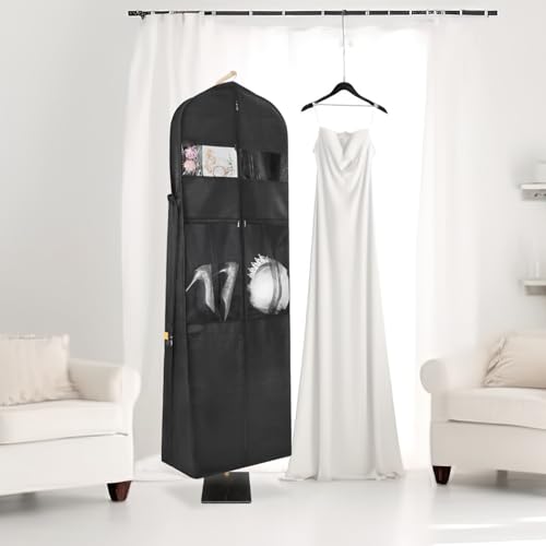 Zilink 72" Wedding Dress Garment Bag Dress Bags for Gowns Bridal Dress Travel Bag with 12”Gusseted and Accessory Pockets for Wedding Dress, Puffy Gowns [Upgraded Version] - Image 5