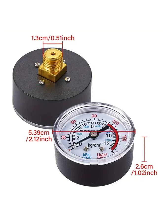 1 قطعة 0-180 PSI 0-12 بار مقياس ضغط الهواء 1/4 بوصة خيط BSP لضاغط الهواء الهيدروليكي - Image 3