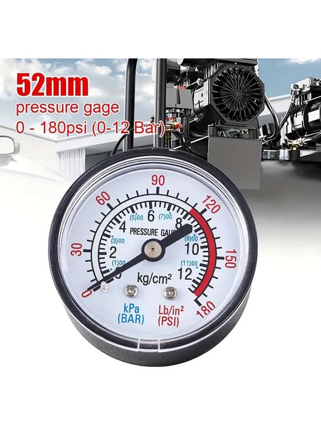1 قطعة 0-180 PSI 0-12 بار مقياس ضغط الهواء 1/4 بوصة خيط BSP لضاغط الهواء الهيدروليكي - Image 1