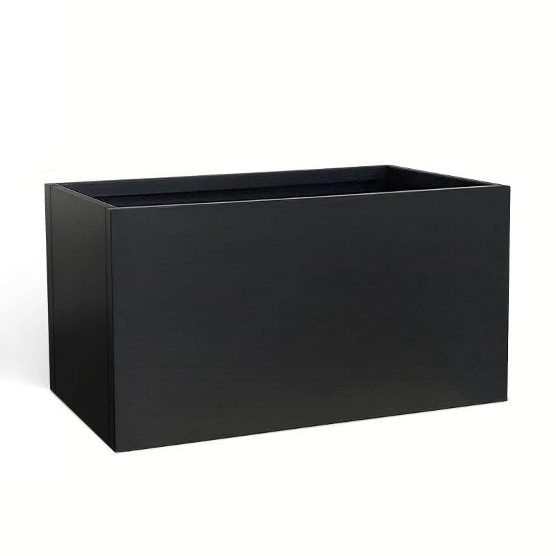 GZLVSOW وعاء زراعة معدني مجلفن GZLVSOW باللون الأسود، وعاء خارجي مطلي بالبودرة 32" x 12" x 16"، وعاء ثقيل معدني داخلي وخارجي، تجاري وسكني (L32 x W12 x D16، أسود) - Image 1