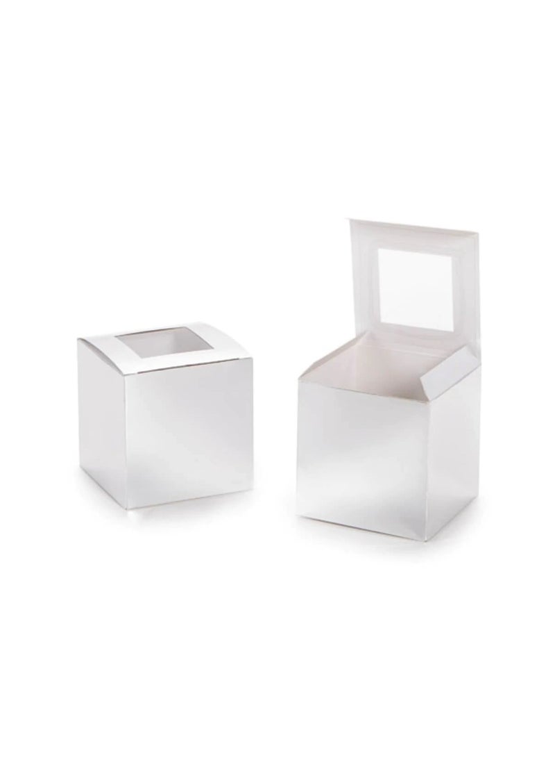 صندوق كب كيك مع نافذة فضية فويل 3.5 بوصة 12 قطعة - Image 1