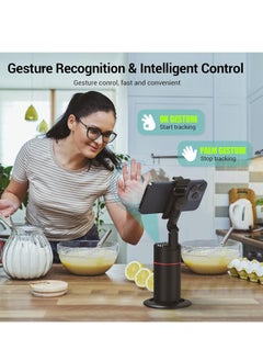 ELTRAZONE Auto Face Tracking Tripod 360° Rotating Auto Tracking Phone Holder | Gesture Control & Remote | No App Needed | Smart Camera Stand for Vlog, TikTok, Live Streaming, YouTube Video Recording | Universal Phone Compatibility, Adjustable Height  - Image 4