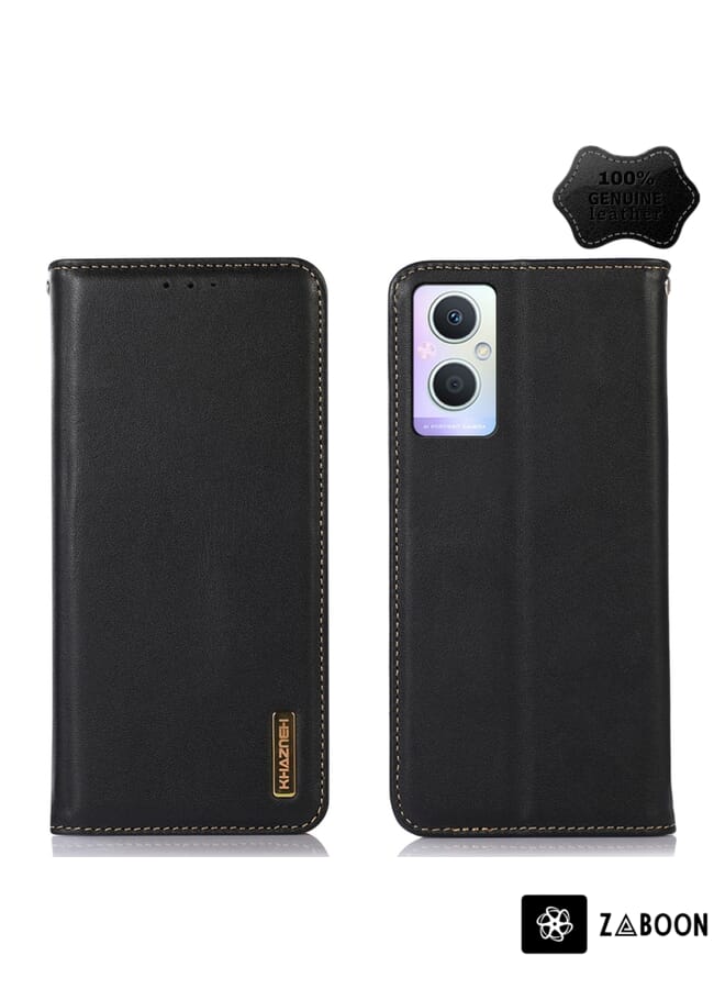 Zaboon Protective Case Cover For OPPO A96 5G CN Version / Reno7 Z 5G KHAZNEH Nappa Top Layer Cowhide Leather - Image 1