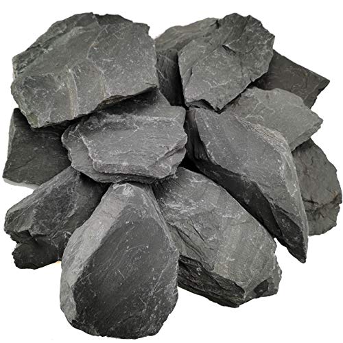 Voulosimi Natural Slate Rocks PH Neutral Stone Perfect Rocks for Aquariums, Landscaping Model,Tank Decoration,Amphibian Enclosures (12 LB, 5-7 inch) - Image 1