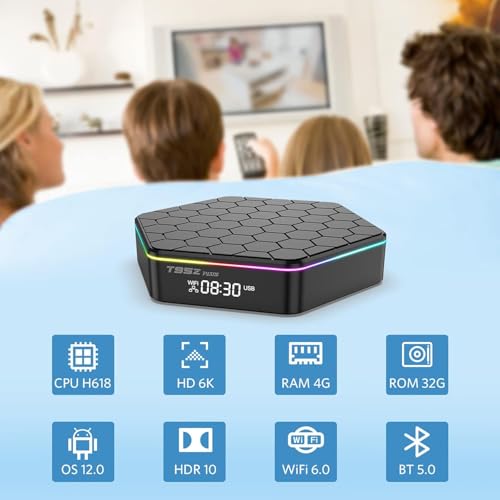 IDEALROYAL T95Z Android Tv Box,2026 Android 12.0 TV Box with 4GB RAM 32GB ROM Quad-Core Cortex-A53 CPU,2.4GHz/5GHz Dual Band WiFi6 6K Ultra HD Resolution Bluetooth 5.0 - Image 4