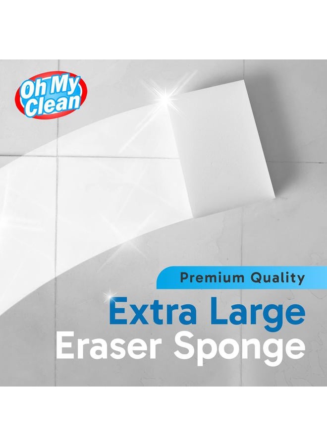 Oh My Clean (20 Pack) Extra Large Eraser Sponge - Extra Thick, Long Lasting, Premium Melamine Sponges in Bulk - Multi Surface Power Scrubber Foam Cleaning Pads - Bathtub, Floor, Baseboard, Bathroom, Wall Cleaner - Image 2