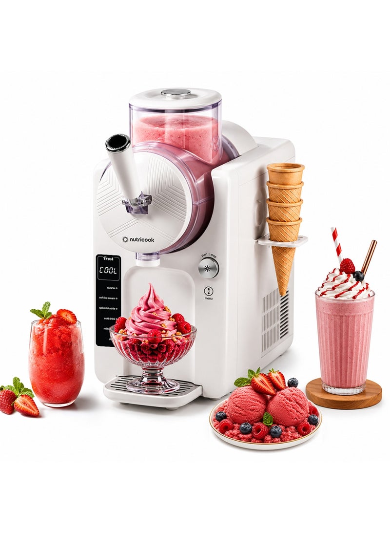 nutricook Frost Ice Cream Maker – 2-in-1 Soft Serve & Slushie Machine with Built-In Compressor | 6 Frozen Treat Modes, 7 Texture Settings, 1.8L Capacity | Instant Ice Cream Machine, No Pre-Freezing 1.8 L 150 W FRS330BG-ME Beige 1.8 L 150 W FRS330BG-ME Beige - Image 1