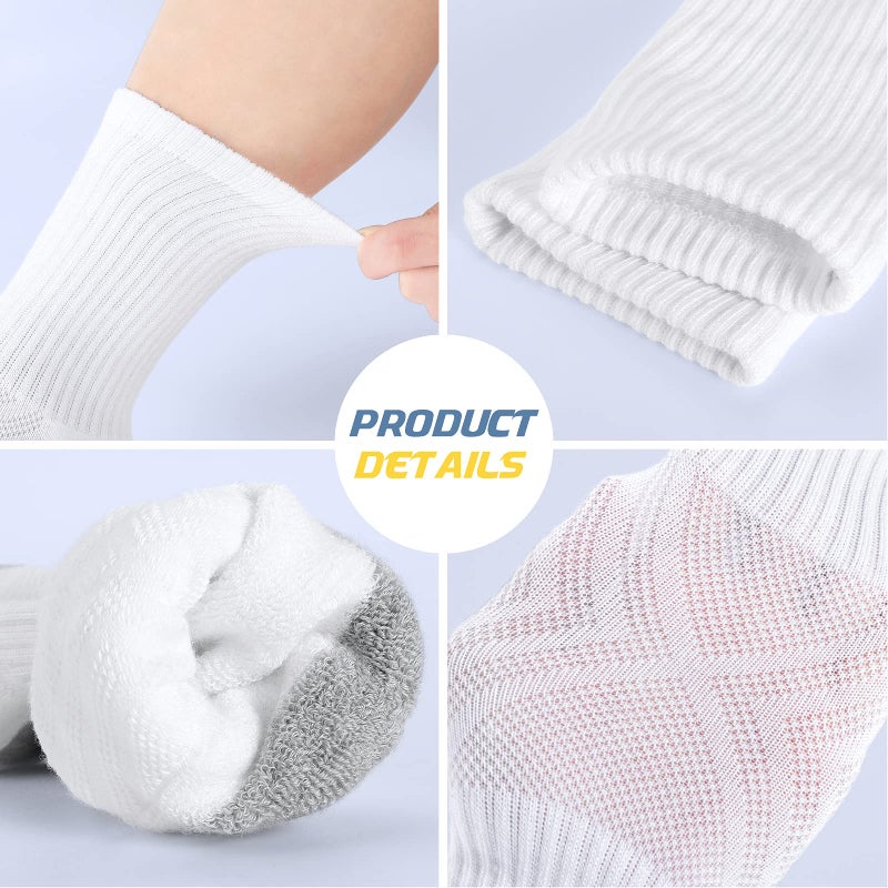 Felicigeely Athletic Crew Socks Cushion Running Socks Performance Breathable Sports Socks for Men (US, Numeric, 12, 14, Regular, Regular, White) - Image 2