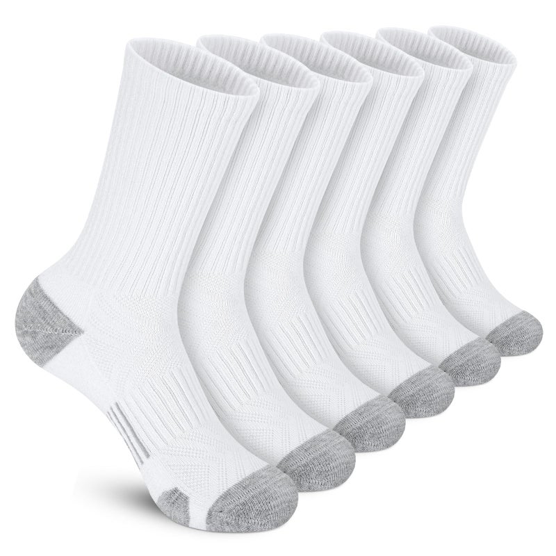 Felicigeely Athletic Crew Socks Cushion Running Socks Performance Breathable Sports Socks for Men (US, Numeric, 12, 14, Regular, Regular, White) - Image 1