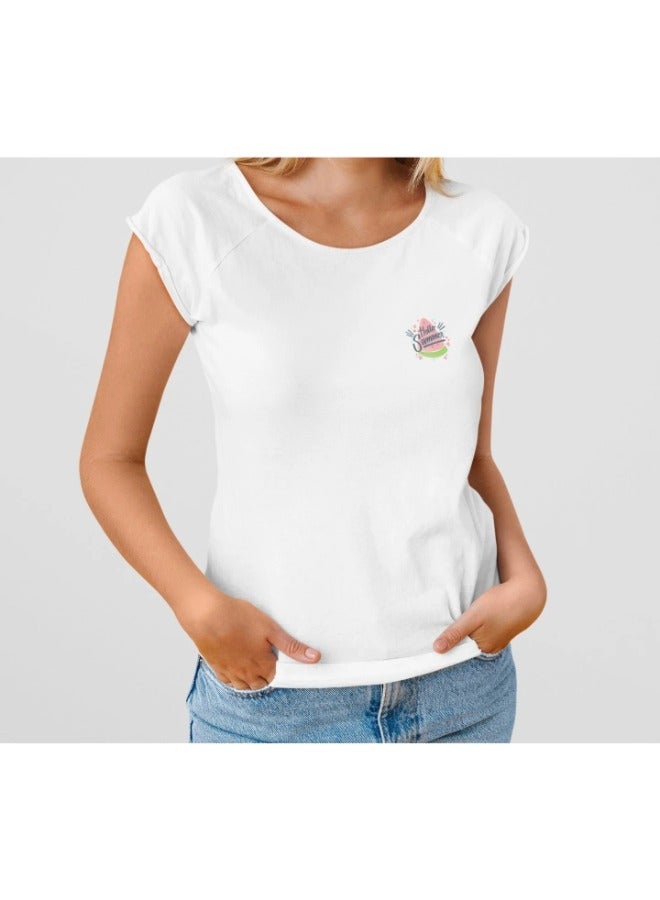 Primina Women's printed T-Shirt -Hello Summer, round neck, 100% cotton, regular fit - Image 2