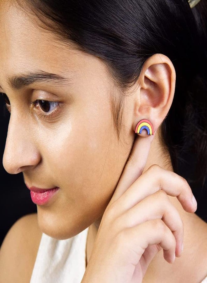 ORENAME Wooden Stud Earrings 1 Pair Set Handmade Wooden Earrings with Ear Backs for Women and Girls Different Shapes and Colors for Girls and Women(Style-5) - Image 4