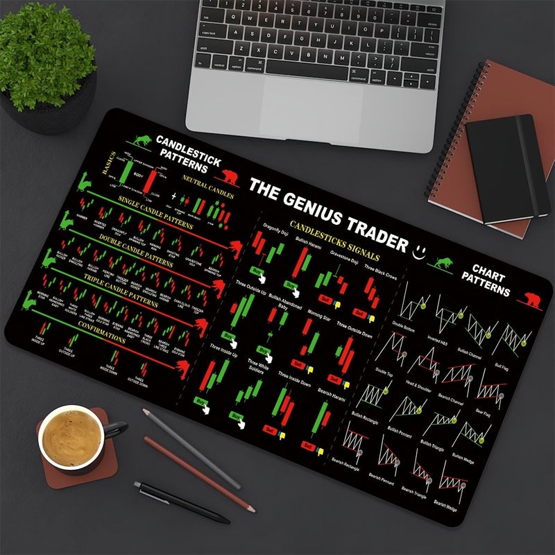 Large 8.2x10.2 Inch Black Mouse Pad Durable for Stock Trading Candlestick Charts Office Desk Mat Non Slip Rubber Backing Precision Stitched Edges Laptop Keyboard Mat Home - Image 4