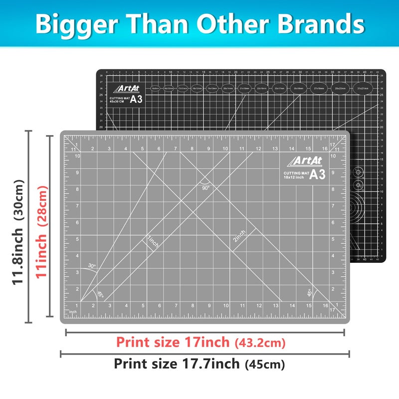 ArtAt Self Healing Cutting Mat: 12â€³x 18â€³ Black-Gray Eco-Craft Cutting Mat - 5-Layer Durable Anti-Blade-Wear Material for All Your Crafting Needs - Image 5