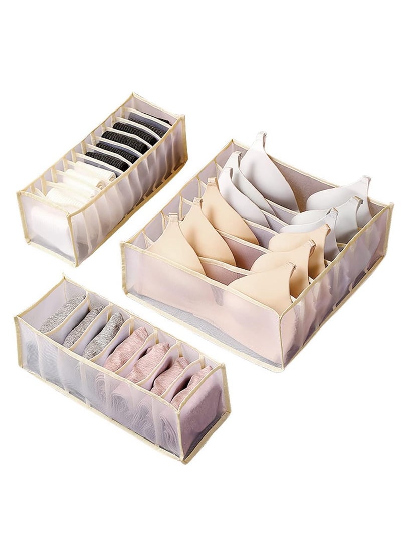 3 Pcs Wardrobe Clothes Organizer Mesh Clothes Storage Organizer for Jeans Pants Bra Underwear Socks Foldable Drawer Organizers for Clothing  - Image 1