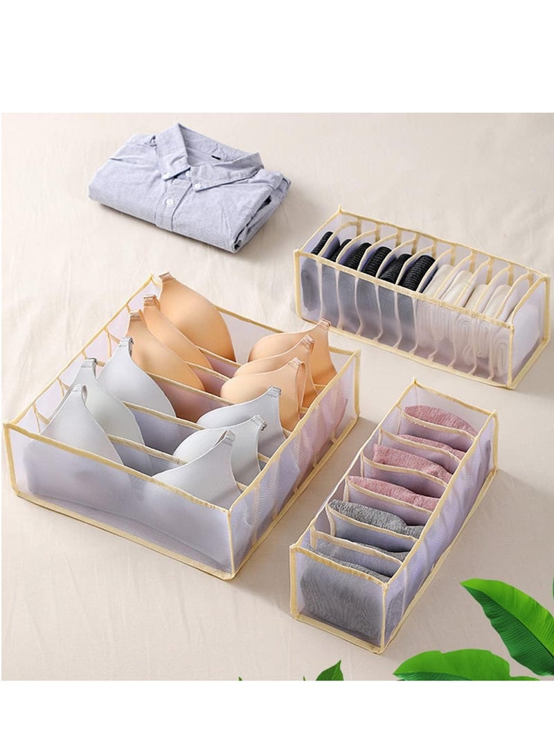 3 Pcs Wardrobe Clothes Organizer Mesh Clothes Storage Organizer for Jeans Pants Bra Underwear Socks Foldable Drawer Organizers for Clothing  - Image 2