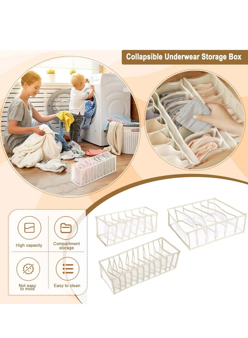 3 Pcs Wardrobe Clothes Organizer Mesh Clothes Storage Organizer for Jeans Pants Bra Underwear Socks Foldable Drawer Organizers for Clothing  - Image 3