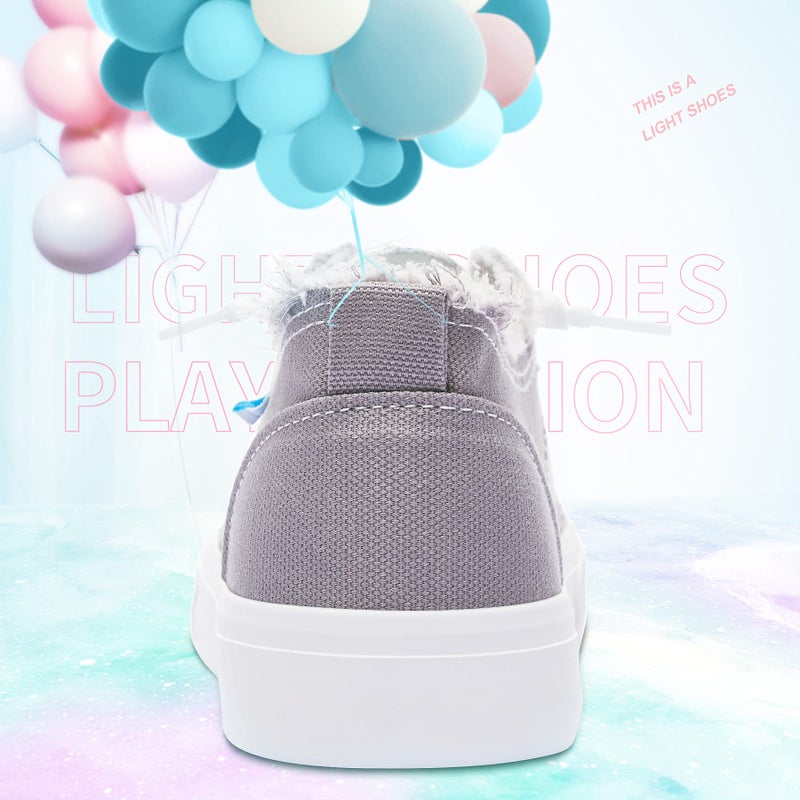 Obtaom Women's Play Fashion Sneaker Comfortable Grey Walking Shoes Gray Canvas Slip on Shoesï¼ˆGray Canvas US5ï¼‰ - Image 5