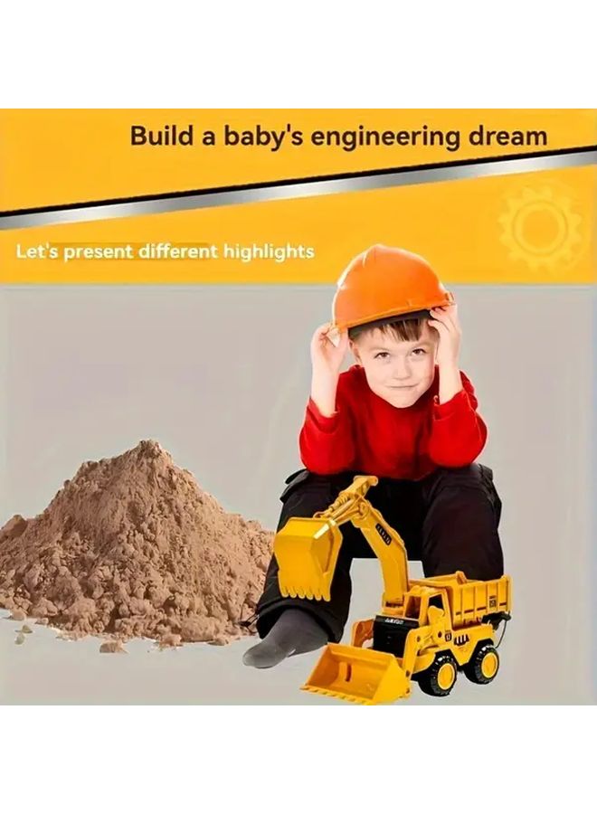 Orange 3 in 1 Construction Vehicle Set Inertia Toy Bulldozer Dump Truck Excavator - Image 5