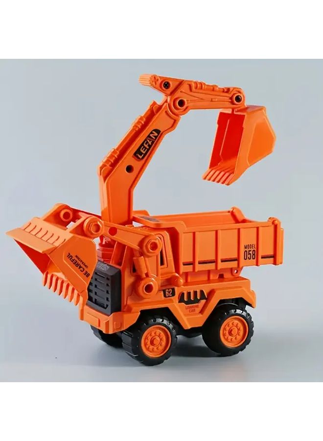 Orange 3 in 1 Construction Vehicle Set Inertia Toy Bulldozer Dump Truck Excavator - Image 1