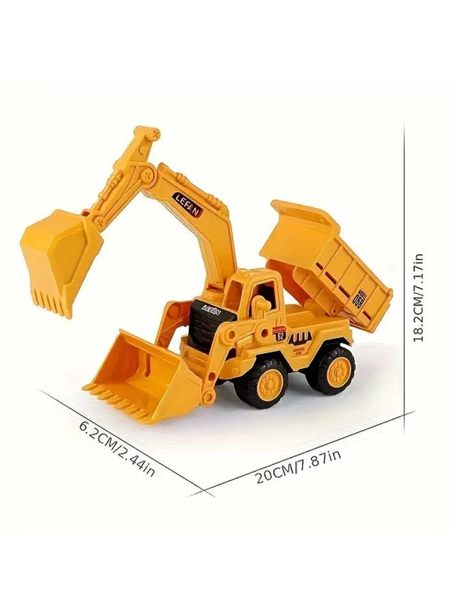 Orange 3 in 1 Construction Vehicle Set Inertia Toy Bulldozer Dump Truck Excavator - Image 3