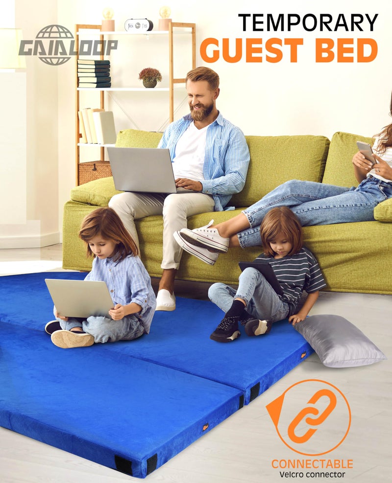 Gaialoop 3 Inch Memory Foam Camping Mattress, Dual Layer Thick Sleeping Camp Pad for Car Tent Cot, Roll-Up Portable Glamping Floor Bed for Guests Sleepover[Cot: 72 * 24 * 3"] - Image 4