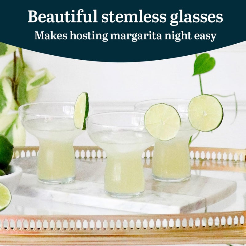 Libbey Stemless Margarita Glasses Set of 6, Modern Margarita Glasses, Lightweight, Unique Bar Glasses, Lead-Free Margarita Set, 10.25 ounces - Image 2