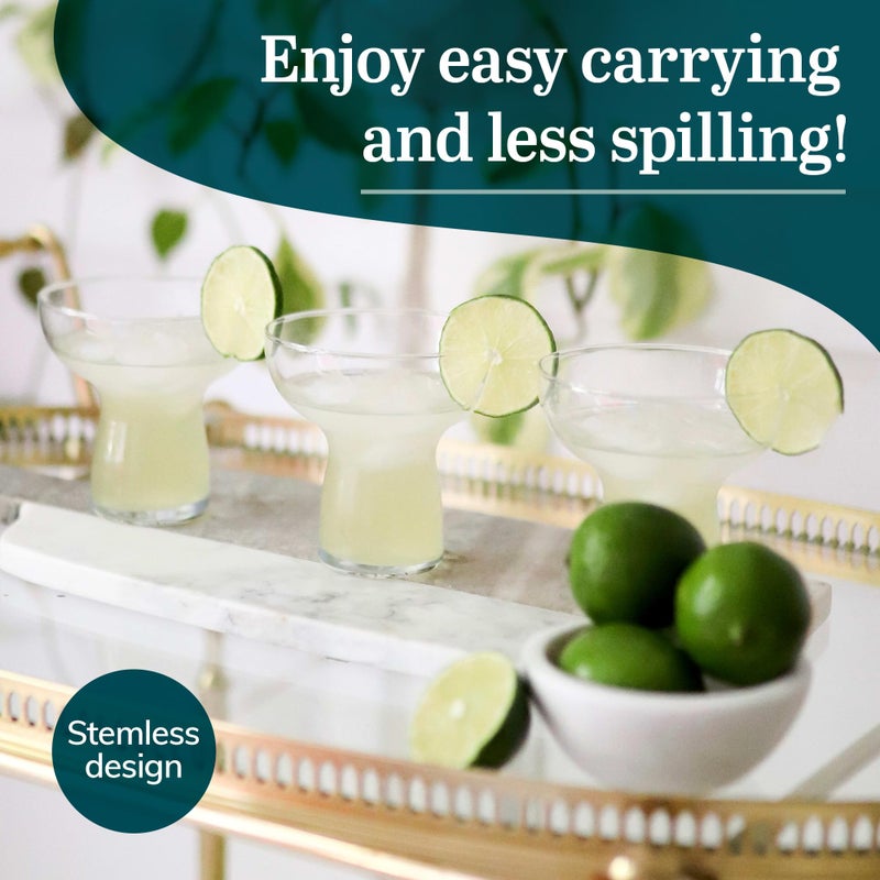 Libbey Stemless Margarita Glasses Set of 6, Modern Margarita Glasses, Lightweight, Unique Bar Glasses, Lead-Free Margarita Set, 10.25 ounces - Image 4