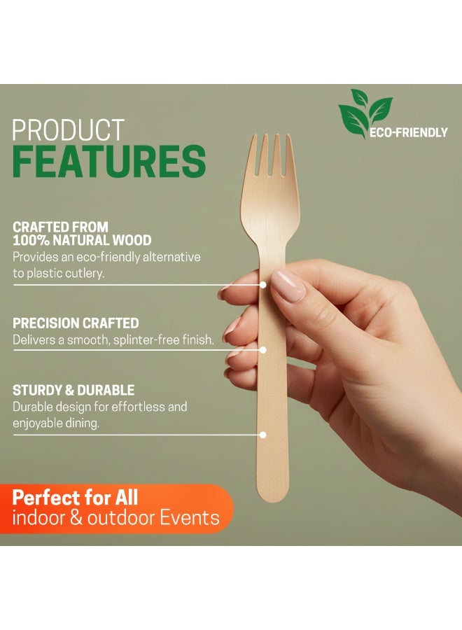 ایکوایدج EcoEdge Wooden Biodegradable Fork (50 Pack) 140 MM | Bamboo/Birch, Premium, FSC-Certified, Reusable, BPA-Plastic Free, Sturdy | For Home, Office, Dining, Picnic, Party and Takeout | 100% Eco Friendly - Image 5