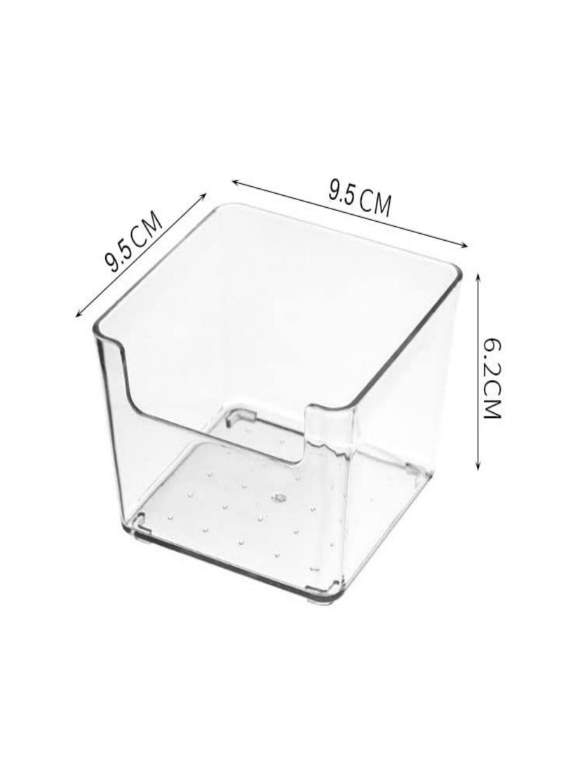 8 Pack Desk Drawer Organizers Clear Plastic Storge Bins Stationary Organizers Trays Set Arylic Cosmetics Divders for Makeup Brush Lipstick Eyebrow Pencil - Image 2