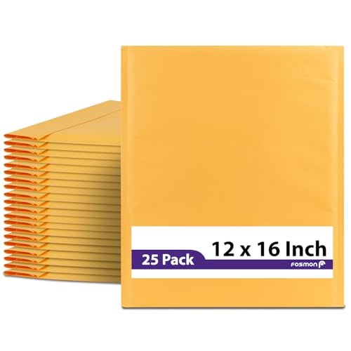 Fosmon 12x16-25 Pack #6 Kraft Bubble Mailer, Padded Shipping Envelopes for Book, Magazine, Documents - Image 1