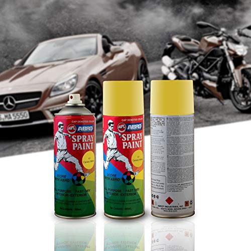 ABRO SP-41 Multipurpose Colour Spray Paint Can (400ml, Canary Yellow) DIY Quick Drying for Metal, Wood, Walls, Automotive Cars and Bikes - Image 5