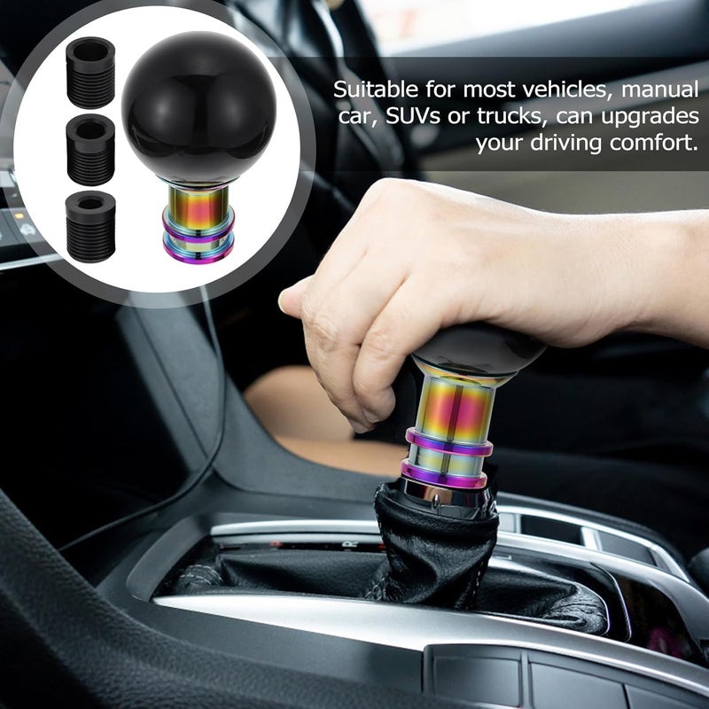 Manual Gear Head Knob with Acrylic Round Crystal Bubble Design, 1pcs Car Shift Lever Knob with 3 M8 M10 Large Adapter, Compatible with Manual Transmission Vehicles - Image 4